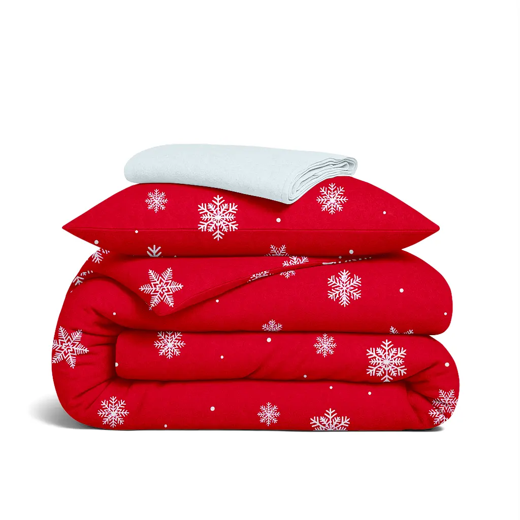 Дитяча постільна білизна фланель в ліжечко SNOWFLAKES CRANBERRY CS3 COSAS (4822052477052)