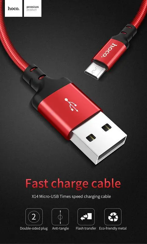 Кабель довжина 2 м Hoco X14 micro-USB швидке заряджання червоний - фото 7