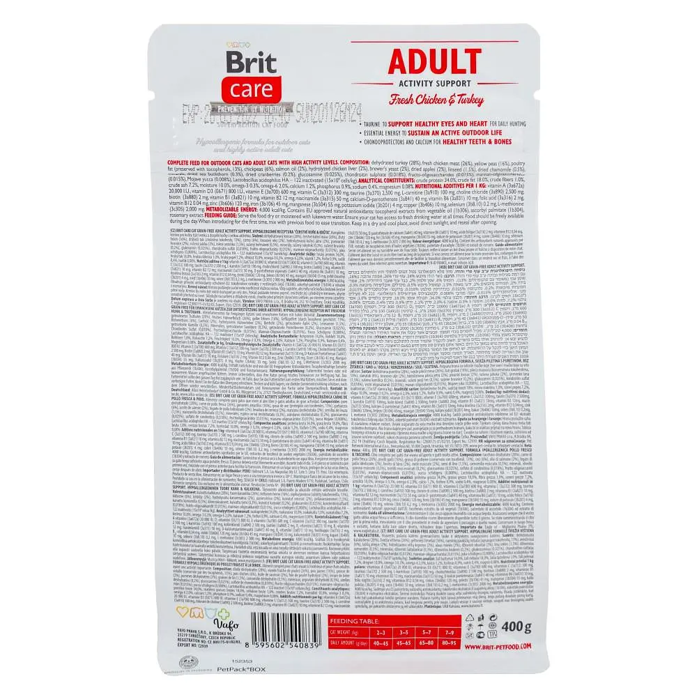 Сухий корм Brit Care Cat GF Adult Activity Support 0.4 кг для котів, що живуть на вулиці - фото 3