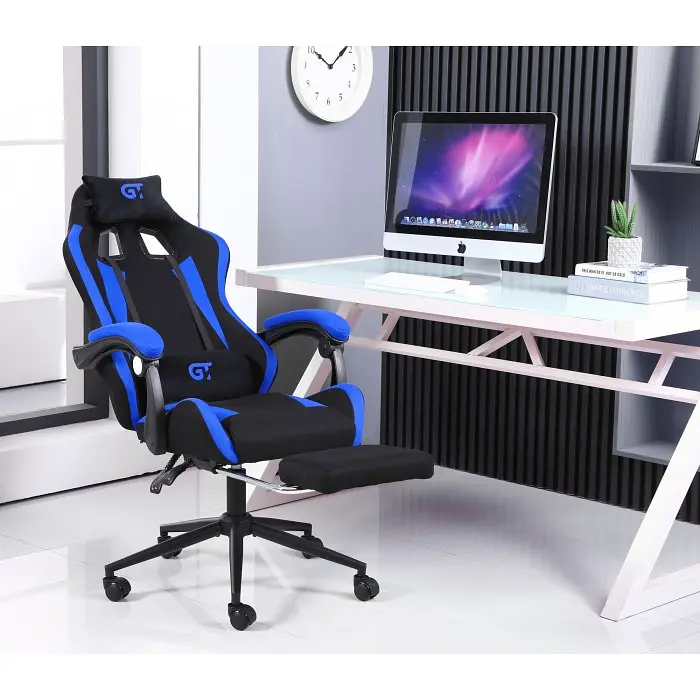 Геймерське крісло GT Racer чорне із синім (X-2324 Fabric Black/Blue) - фото 2