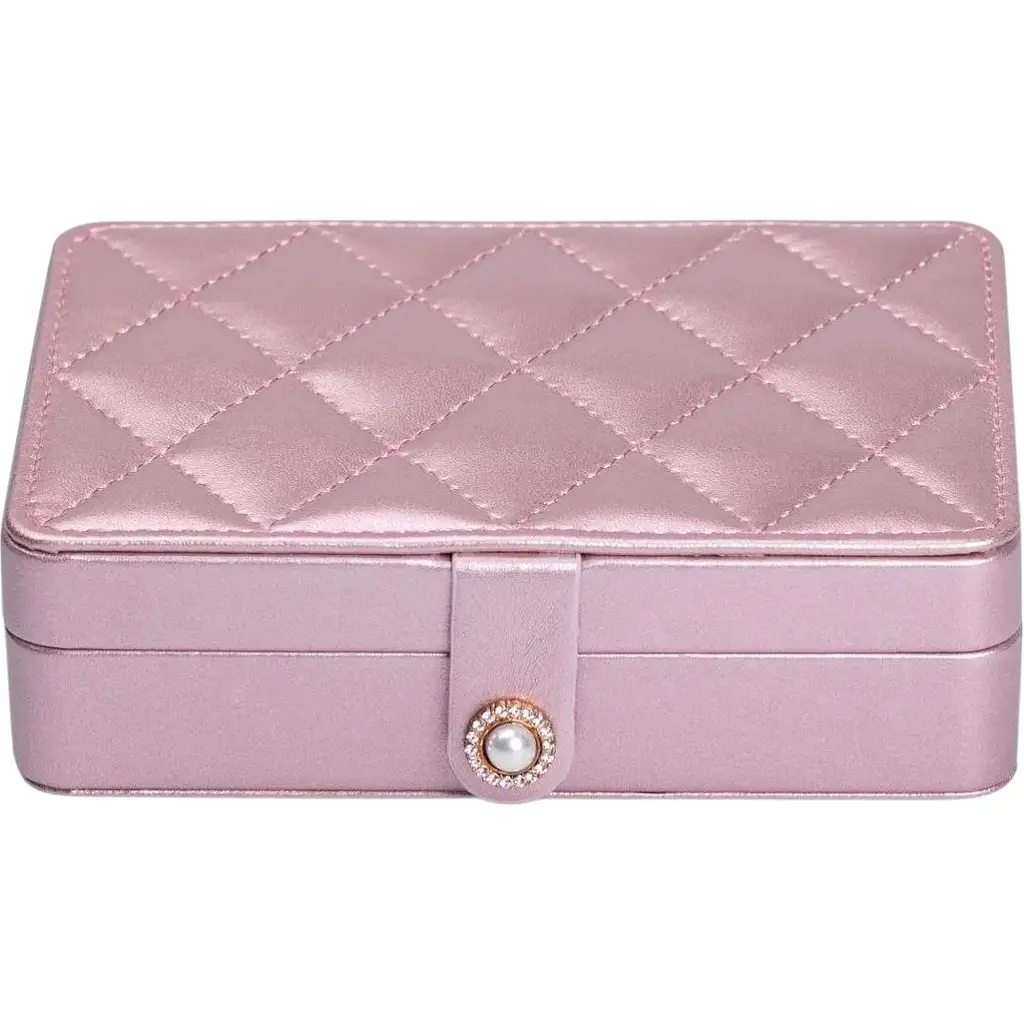 Шкатулка-органайзер для украшений Yiwu на кнопке 16x11x4.7 см розовое золото HP-5-30PP - фото 4