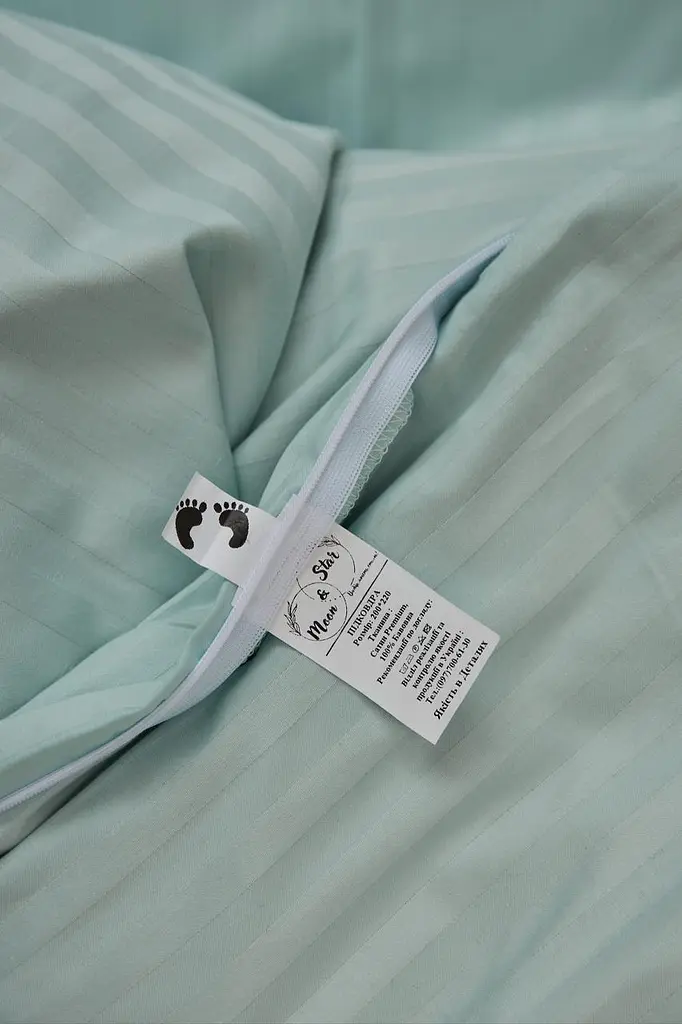 Комплект постельного белья Moon&Star Детский 110x140 см наволочки 2x40x40 см Stripe Mint Satin Stripe - фото 9