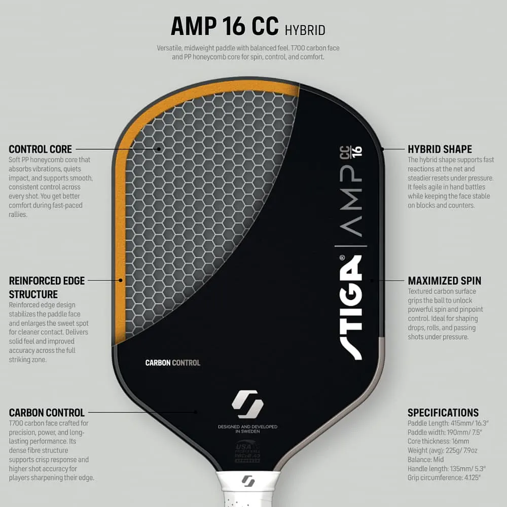 Ракетка для піклболу Stiga AMP CC 16 Hybrid (3202-0318-02) - фото 9