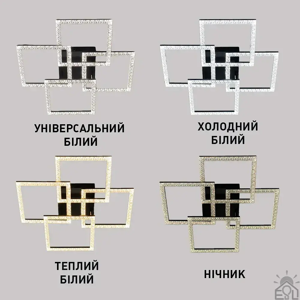 Смарт люстра керована світлодіодна SQUARE 4S 100 Вт 550x550x110 мм Чорна ESLLSE - фото 4