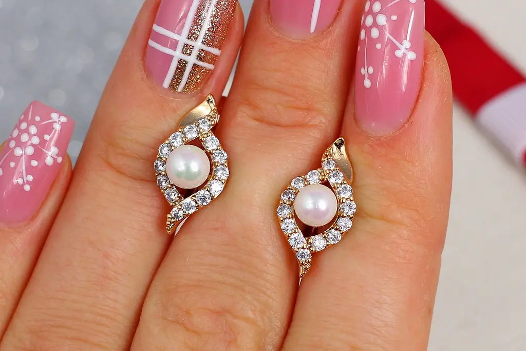 Сережки Xuping Jewelry набуття з перлинами 1,7 см золотисті - фото 2