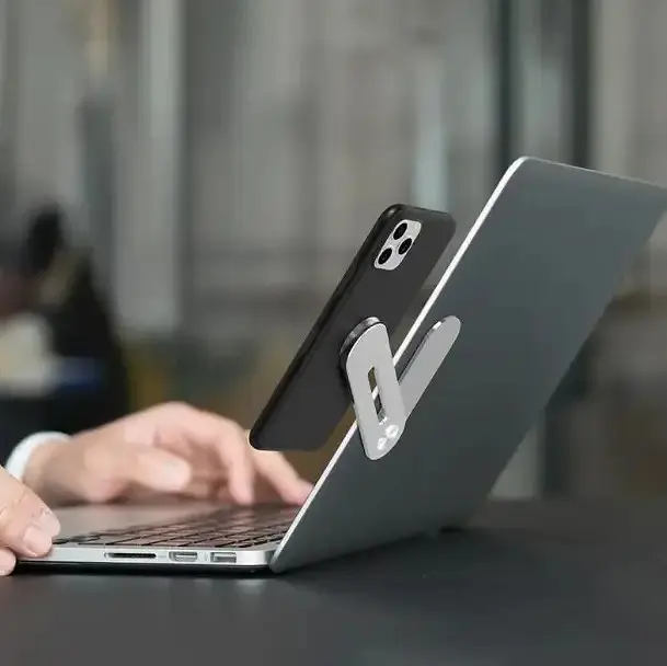 Магнітний металевий тримач для телефону до ноутбук Holder Multi-function 12 × 3 × 0,3 см на бічну панель - фото 3
