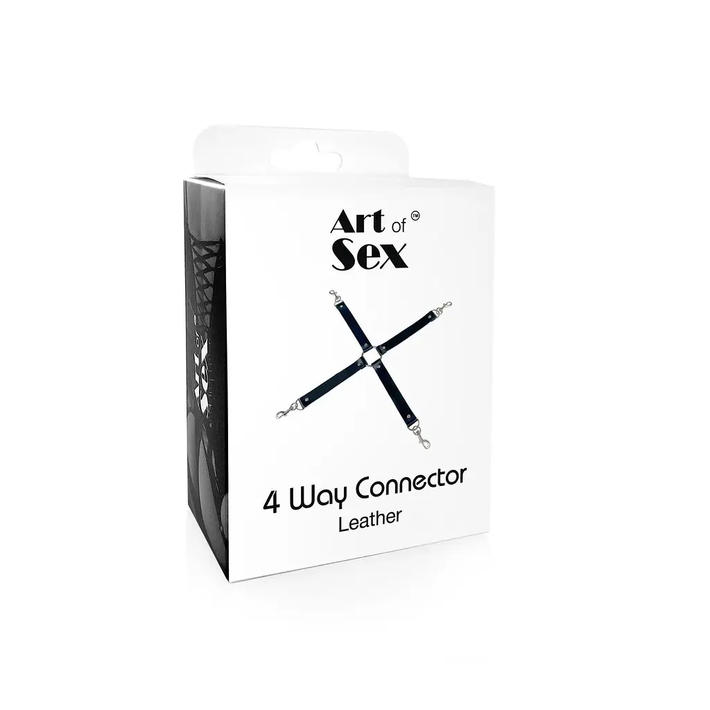 Крестовина из натуральной кожи Art of Sex - 4 Way Connector, Черный - фото 4