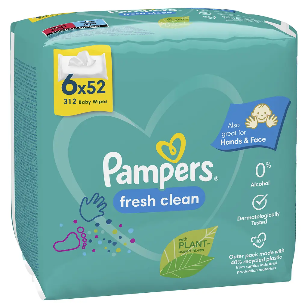 Набор детские влажные салфетки Pampers Fresh Clean 312 шт. (6 уп. по 52 шт.) - фото 3
