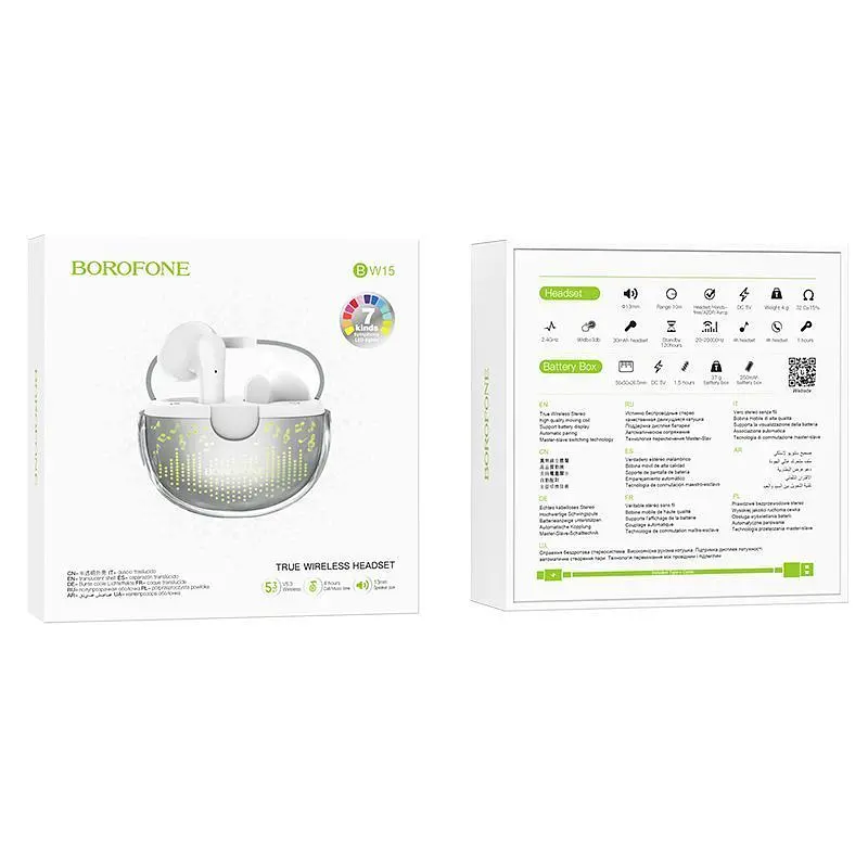 Блютуз Стерео Гарнитура Borofone BW15 Белый - фото 5