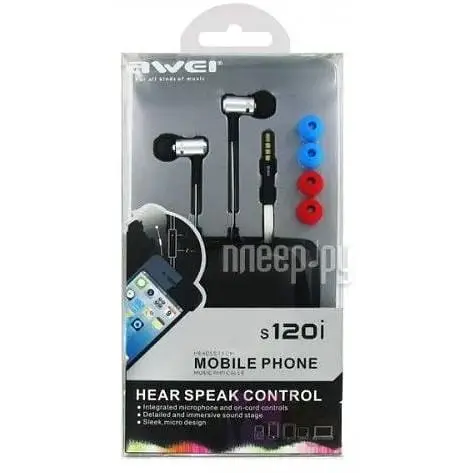Наушники металлический корпус Awei ES-120i красные - фото 3