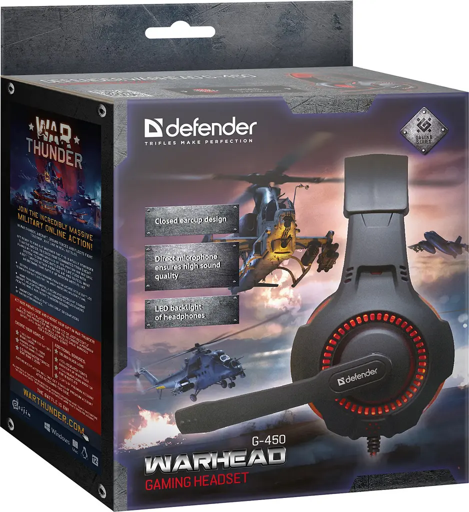 Ігрова гарнітура Defender Warhead G-450 USB, підсвітка, чорно-червона - фото 6