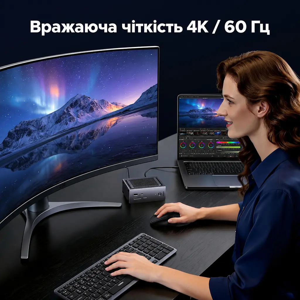Док-станція USB-C з відсіком SSD UGREEN Revodok Pro CM923 10 в 1 HDMI до 4K 60 Гц M.2 NVMe (55735) - фото 9