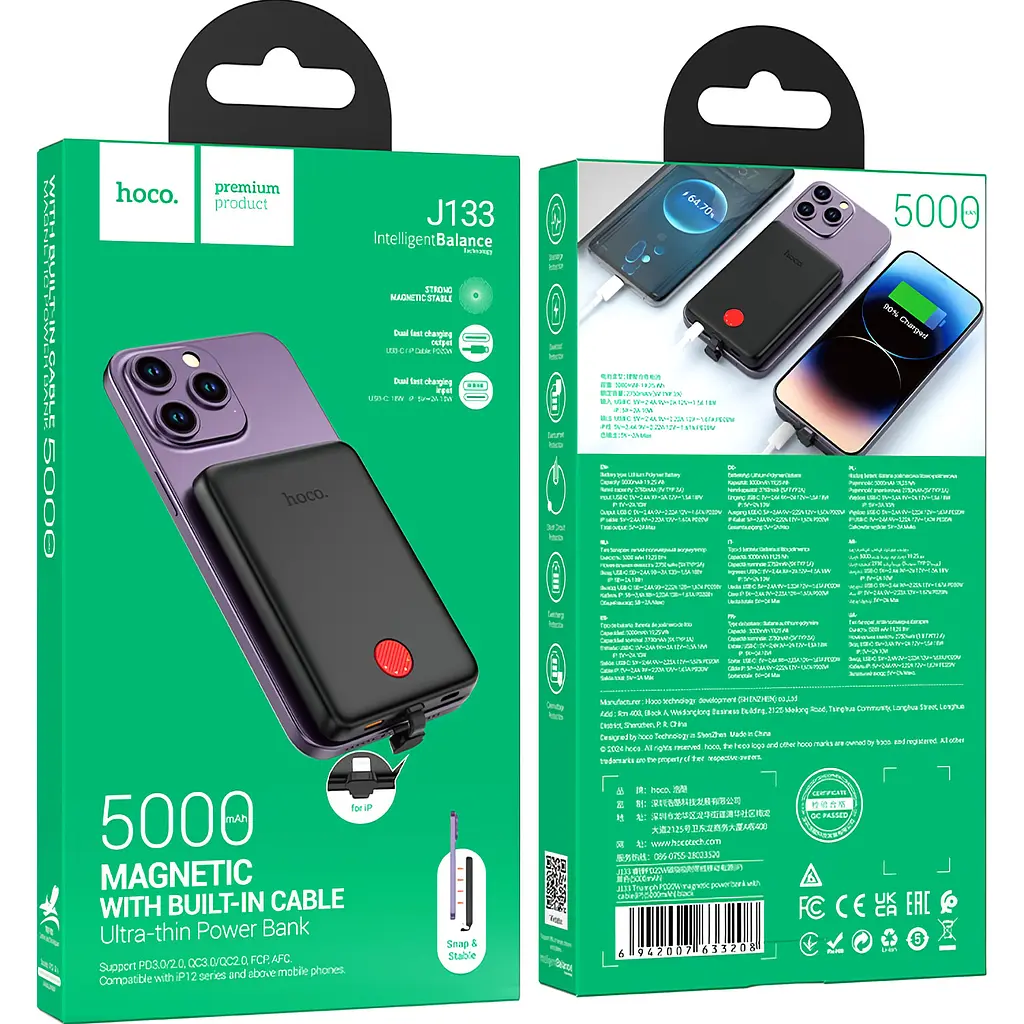 Внешний аккумулятор Hoco J133 Triumph Lightning 5000mAh 20W Black [123626] - фото 6