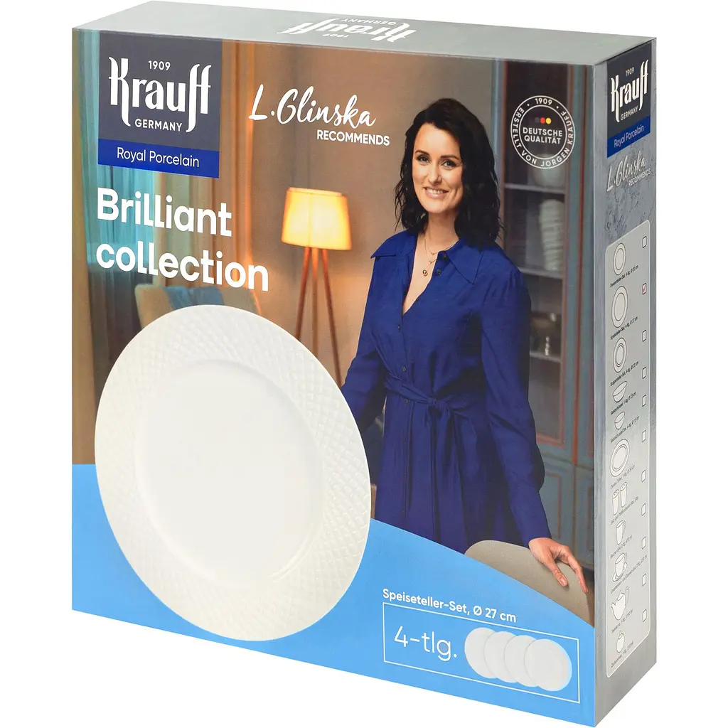 Набор фарфоровых обеденных тарелок Krauff из коллекции Лизы Глинской 27 см 4 шт. (21-316-007) - фото 5