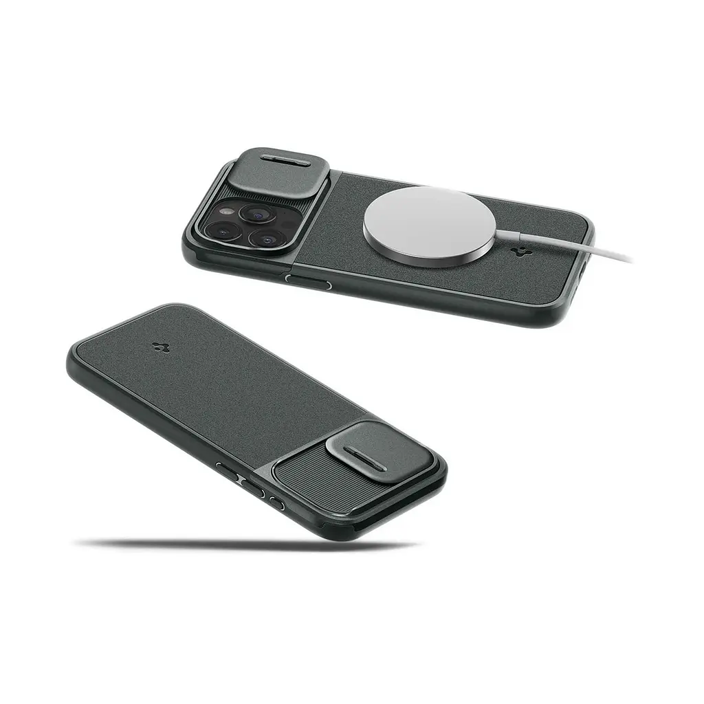 Чехол Spigen Optik Armor MagSafe для iPhone 15 Pro Abyss Green (ACS06739) + защитное стекло - фото 13