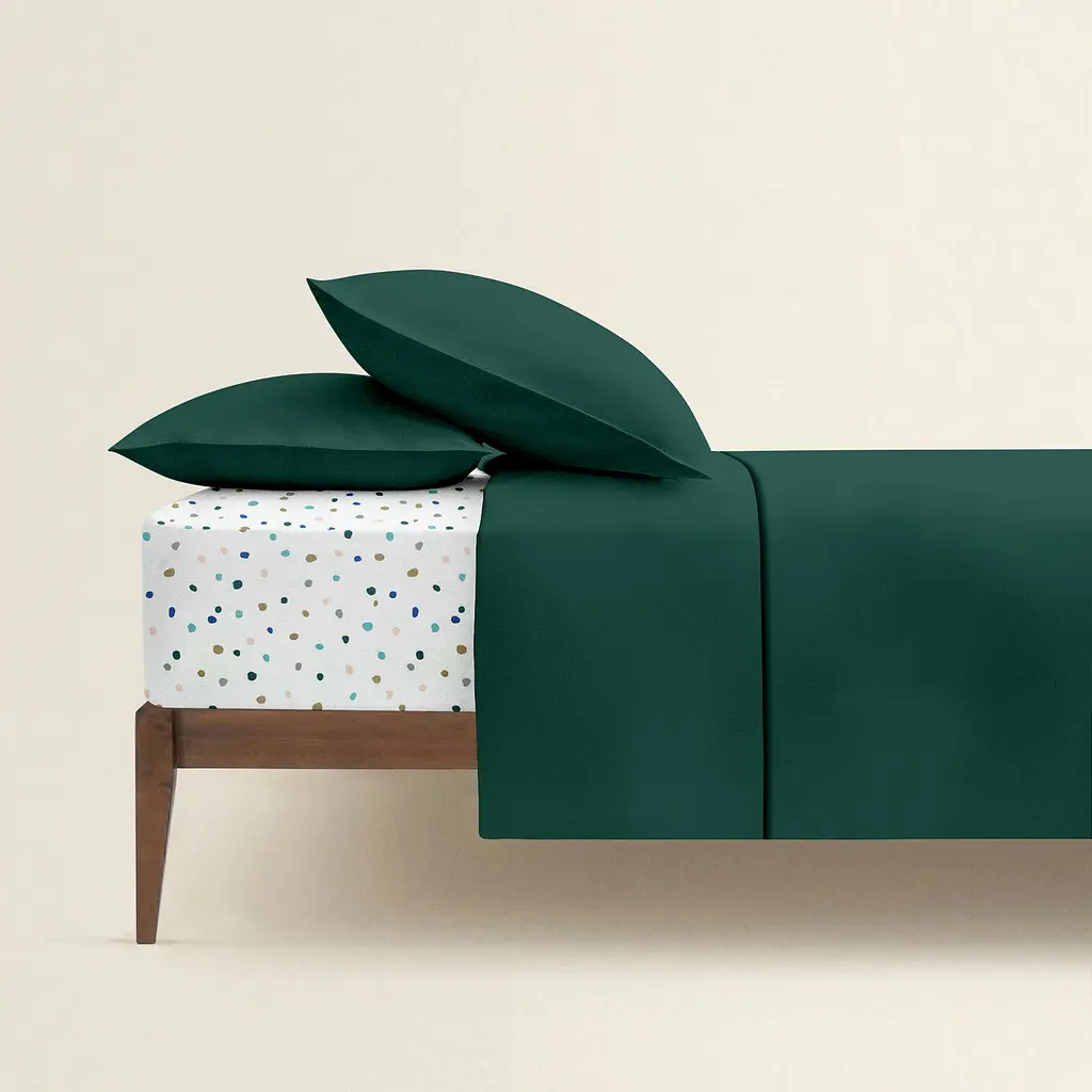Комплект постільної білизни Cosas сімейний PINE CS2 2 x 160 x 220 см (Ranfors91_GreenDark_ColorBlots_160x2) - фото 2