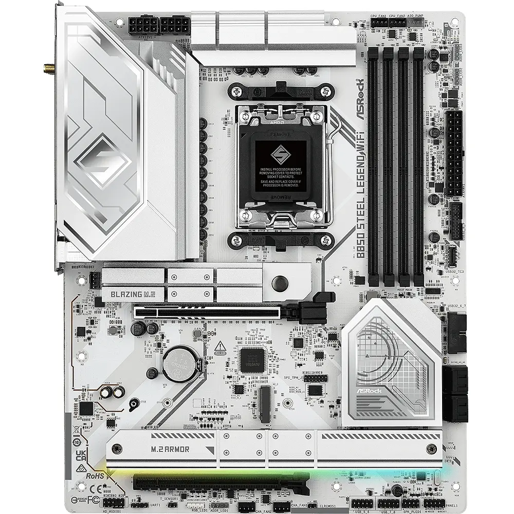 ASRock B850 Steel Legend WiFi (AM5/B850, 4*DDR5, 2xPCIex16, HDMI, 4xSATA,4xM.2, 2.5GLan, ATX) - фото 6