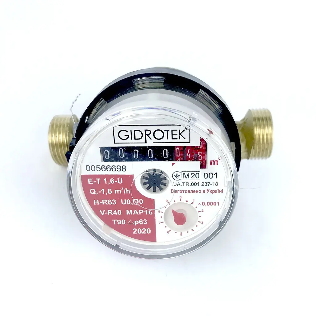 Лічильник гарячої води Gidrotek E-T 1,6U 1/2″ зі штуцером (110мм) - фото 2