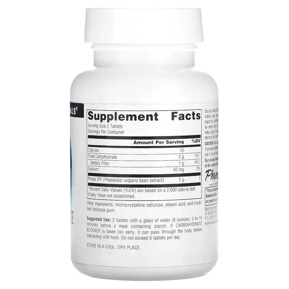 Блокатор вуглеводів Source Naturals Phase 2 Carbohydrate Blocker 500 мг 30 пігулок - фото 2