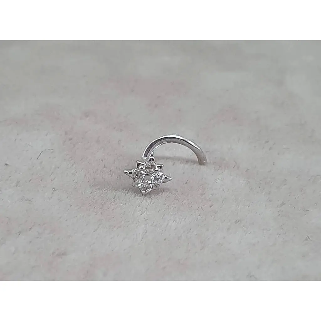 Золота сережка-пірсинг Астор в ніс з діамантами. 1122443Р_Б - фото 2