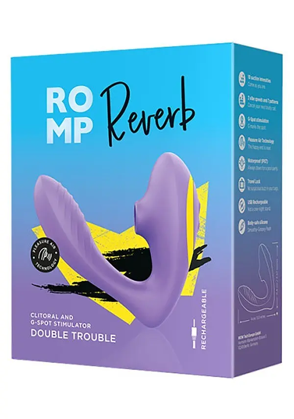 Вібратор Romp REVERB для пар із вакуумною стимуляцією, 14 см фіолетовий - фото 7