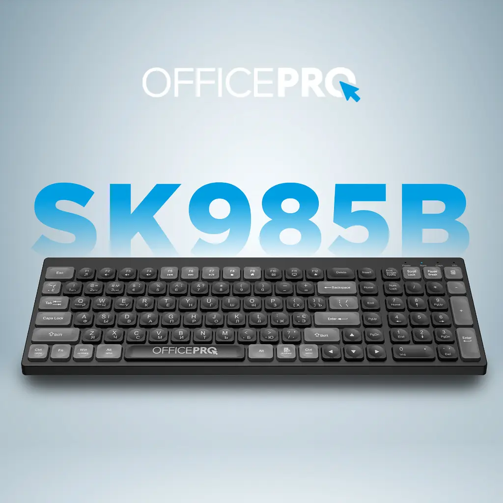 Клавіатура OfficePro SK985B Wireless/Bluetooth Black (SK985B) - фото 7