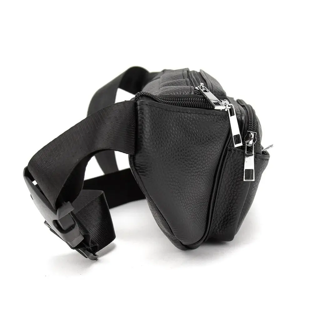 Містка шкіряна сумка на пояс чорна Tiding Bag M56-2030A - фото 4