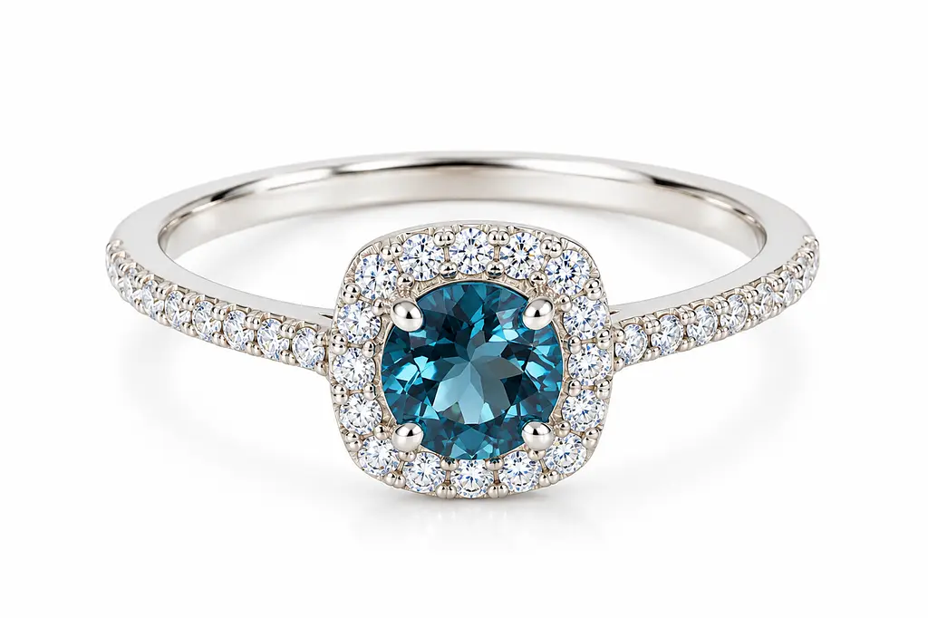 Золота каблучка з топазом London Blue К-0936 18
