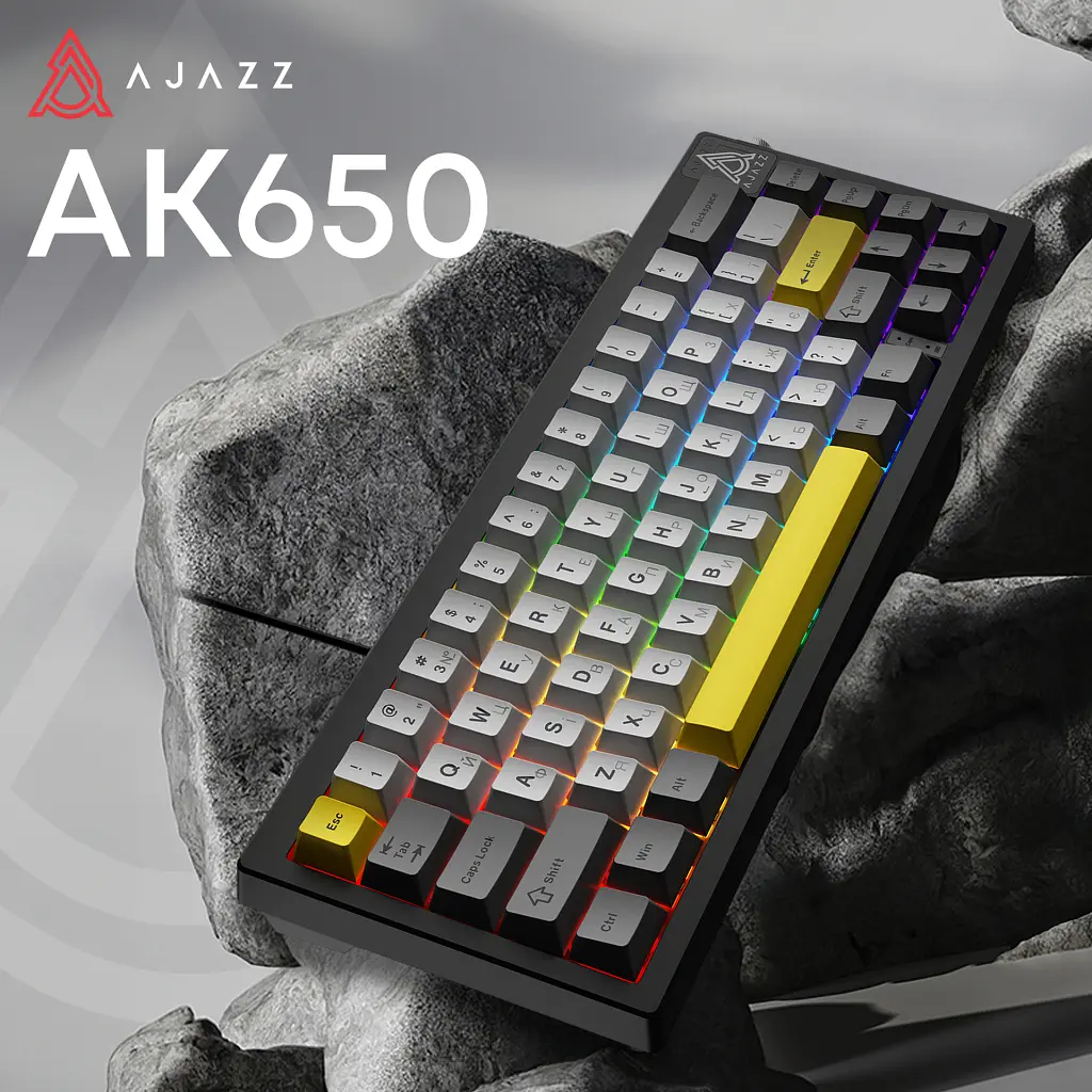 Клавіатура Ajazz AK650 Moon Yellow Switch USB UA Black/Grey/Yellow (AK650-MY-GWY) - фото 7