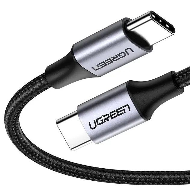 Кабель UGREEN US261 USB Type-C to USB Type-C 60W 1м Чорний/Сірий (50150)