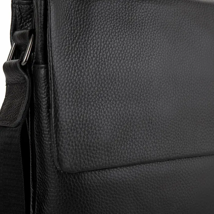 Сумка мужская кожаная Tiding Bag A25F-FL-875A черная с клапаном - фото 5