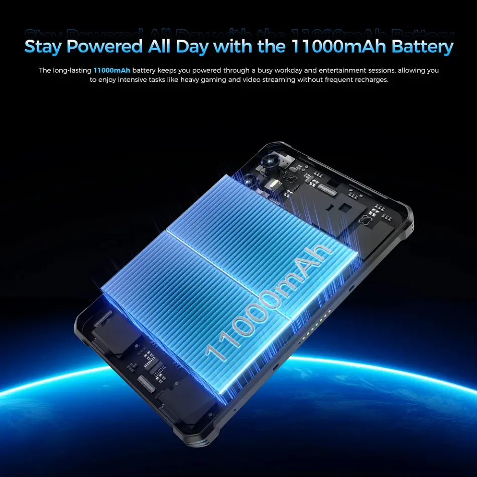 Планшет Oukitel RT3plus 8” HD/4GB/128GB/G81/11000mAh/16+8Мп/IP69K/LTE Black - фото 3