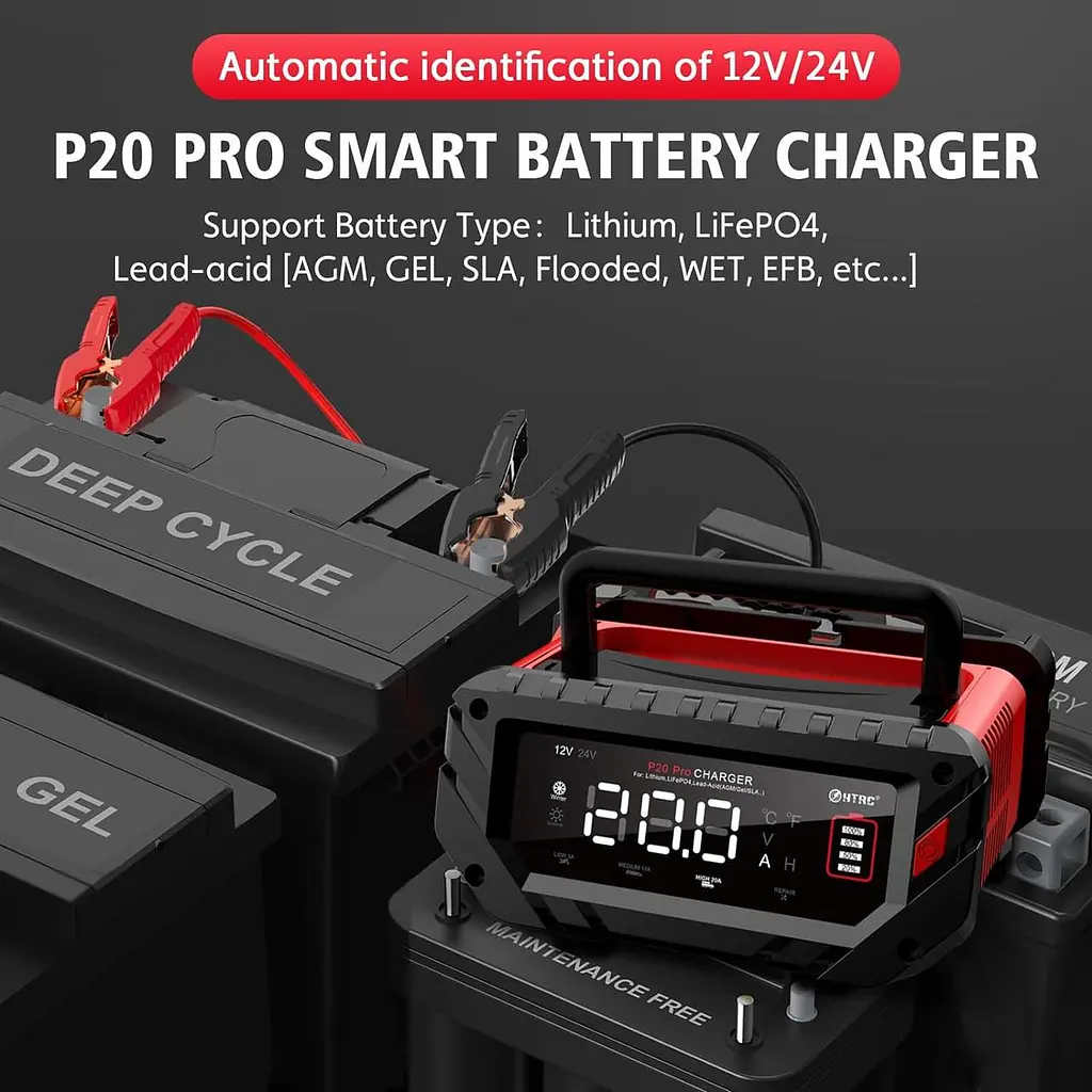 Автоматичний зарядний пристрій HTRC P20 pro Імпульсний, функція ремонту Repair, десульфатор 12V 20A-24V 10A LiFePO4, AGM, GEL, EFB, WET (19527) - фото 3