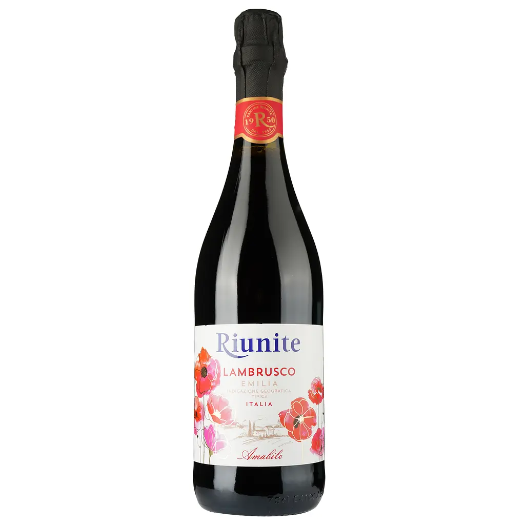 Упаковка игристого вина Riunite Lambrusco Emilia Rosso IGP красное полусухое 4.5 л (0.75 л х 6 шт.) - фото 2