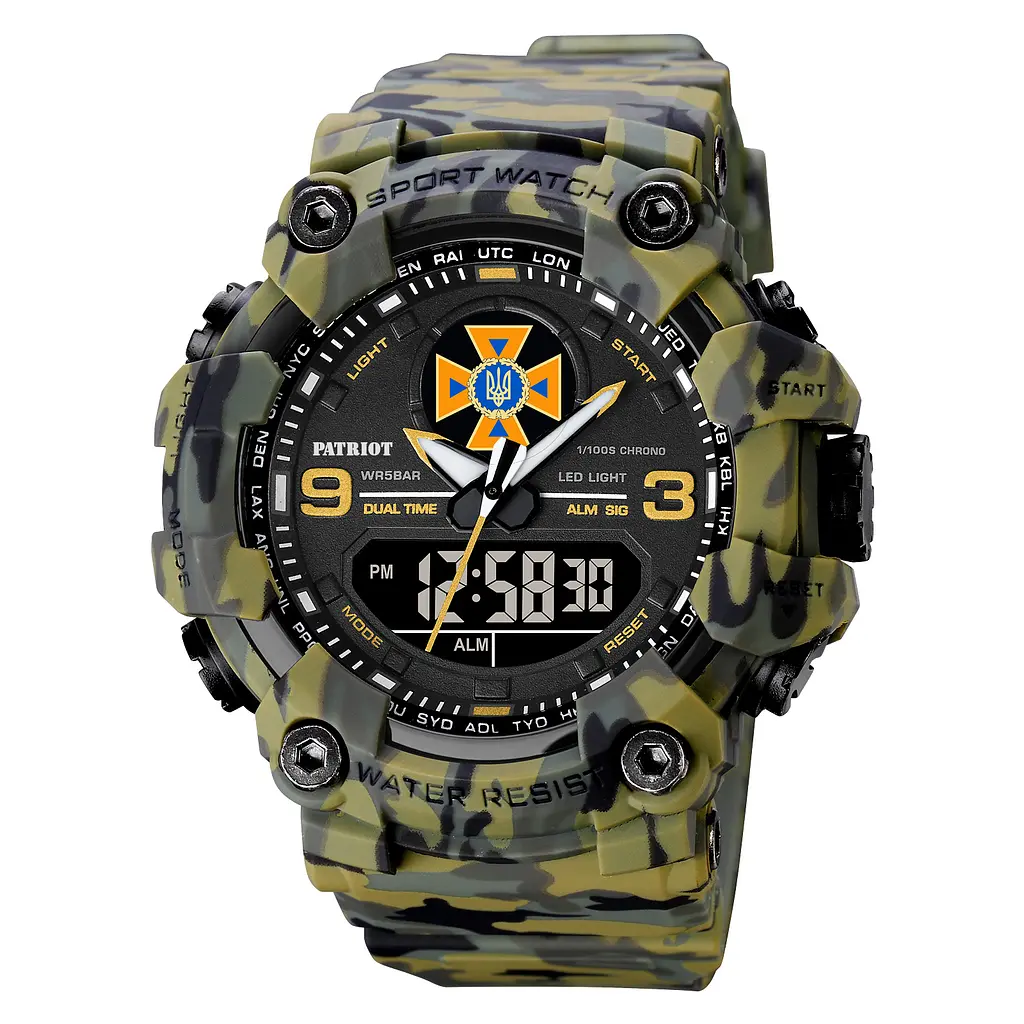 Наручний годинник чоловічий 001CMGRDSNS ДСНС Зелений камуфляж + Коробка. Patriot acs0031081 - фото 4