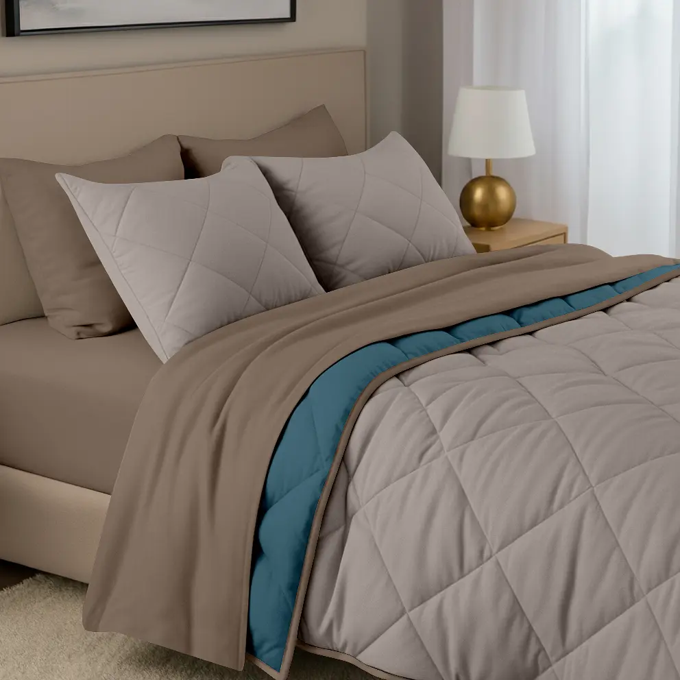 Покривало Cosas TAUPE STONE 200х230 см стьобане двостороннє на ліжко та диван (Blanket_84Quartz_68Sky_kt_15Espresso_200x230) - фото 3