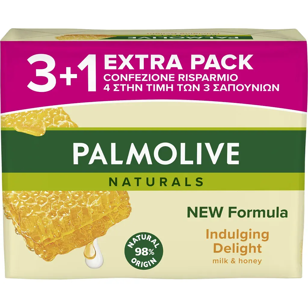 Тверде мило Palmolive Milk & Honey Bar Soap 4 х 90 г (8718951738997)