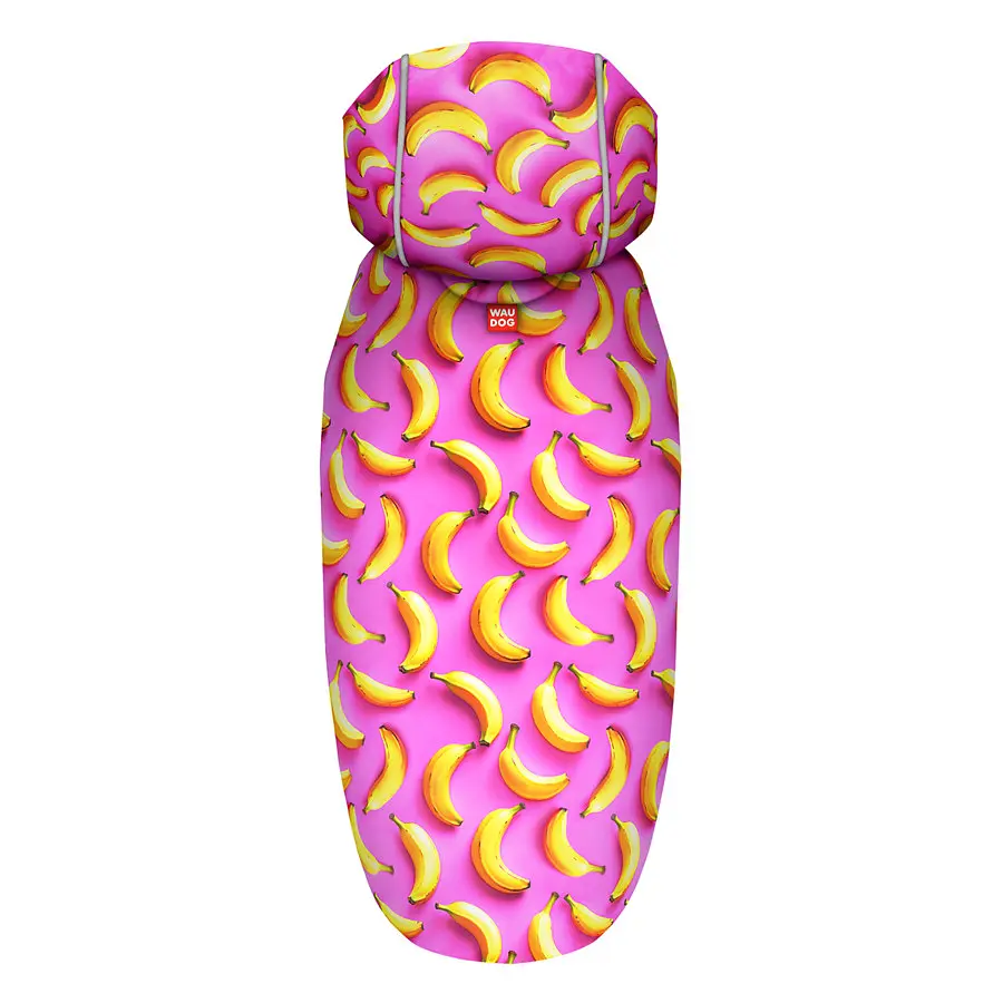 Дождевик-накидка с капюшоном для собак Collar Waudog Clothes, рисунок "Бананы на розовом", S, А 32-35 см, B 41-52 см, С 26-33 см - фото 3