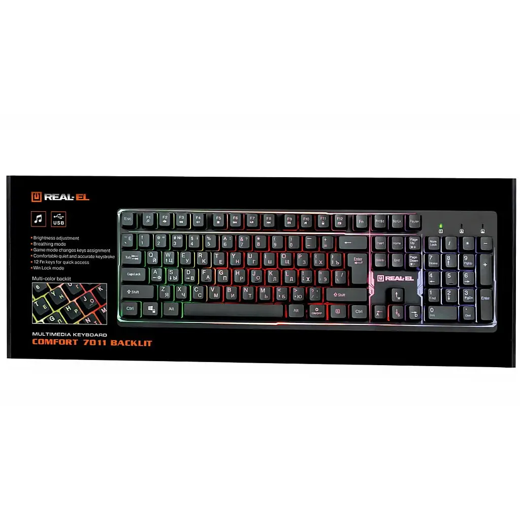 Клавіатура REAL-EL 7011 Comfort Backlit Black (EL123100043) - фото 9