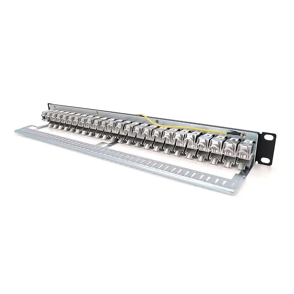 Патч-панель PiPo 24 порти FTP кат 7Е 19" 1U екранована чорна Q25 (73-00883) - фото 2
