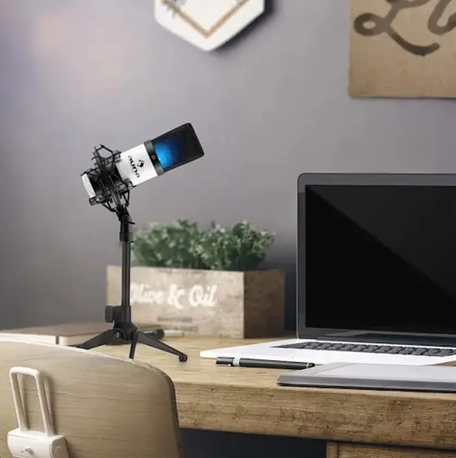 Конденсаторний USB-мікрофон Auna MIC-900WH-LED, 16 біт/48 кГц, 32 дБ (10030364) - фото 3