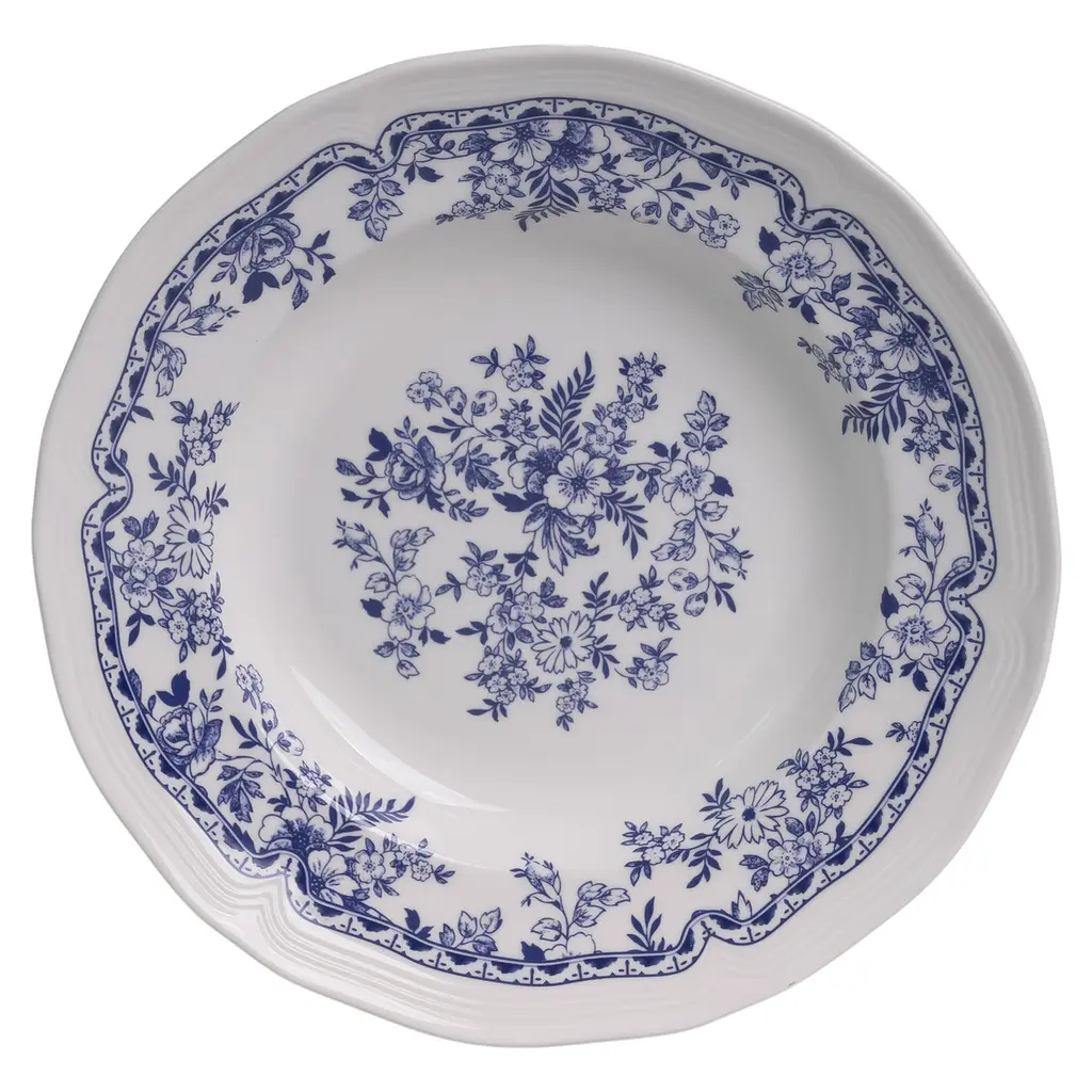 Столовый набор посуды тарелок 16 штук на 4 персоны Bissi фарфоровый Синий Yiwu YY78-1A - фото 4