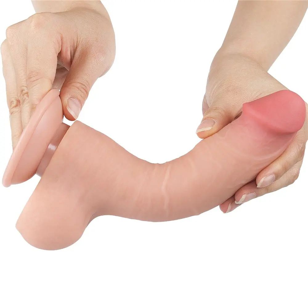 Фалоімітатор Sliding-Skin Dual Layer Dong 8'' 20 см тілесний - фото 4