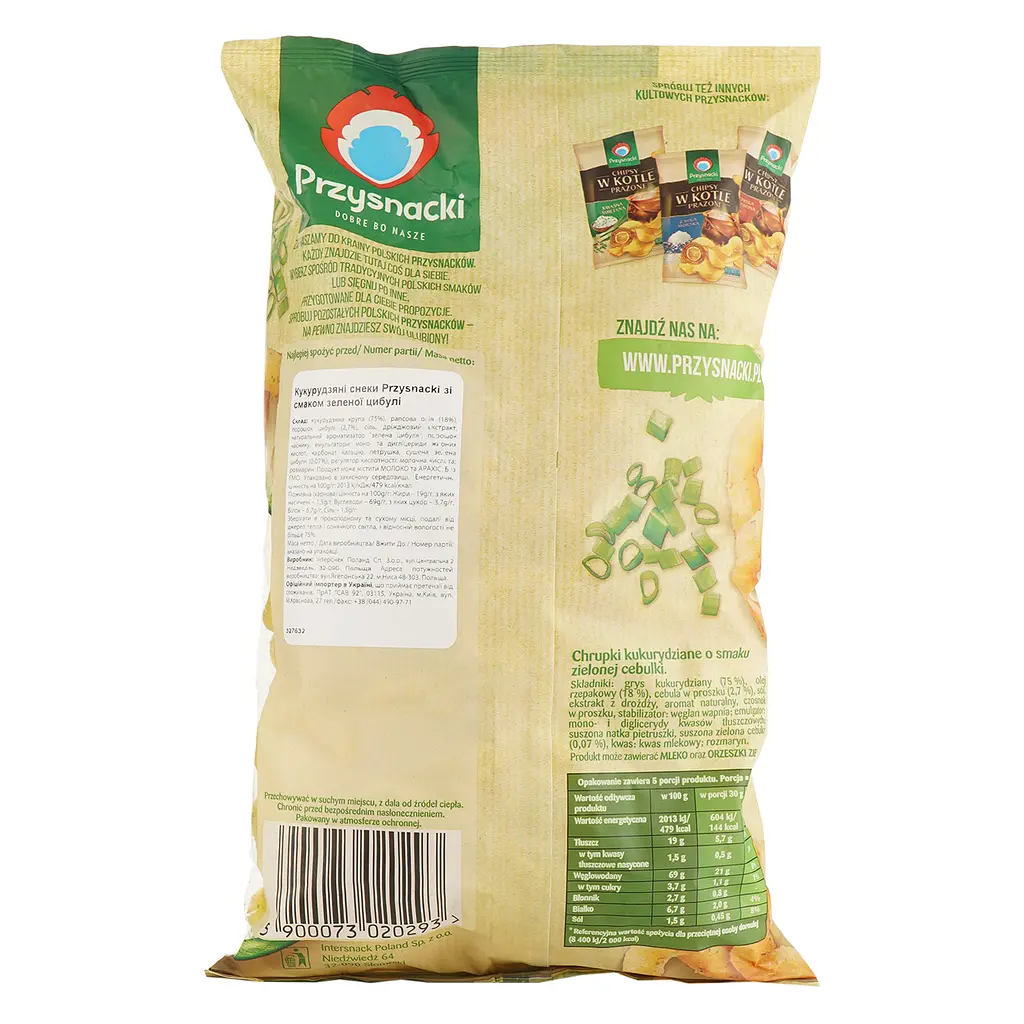 Снеки Przysnacki кукурудзяні зі смаком зеленої цибулі 140 г (744851) - фото 2