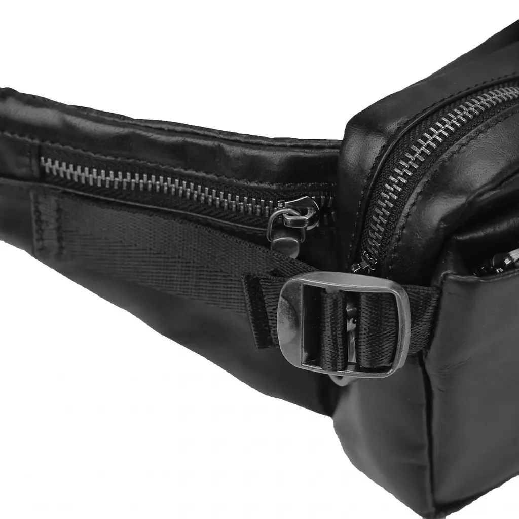 Сумка на пояс з натуральної шкіри чорна Tiding Bag 1001A - фото 3