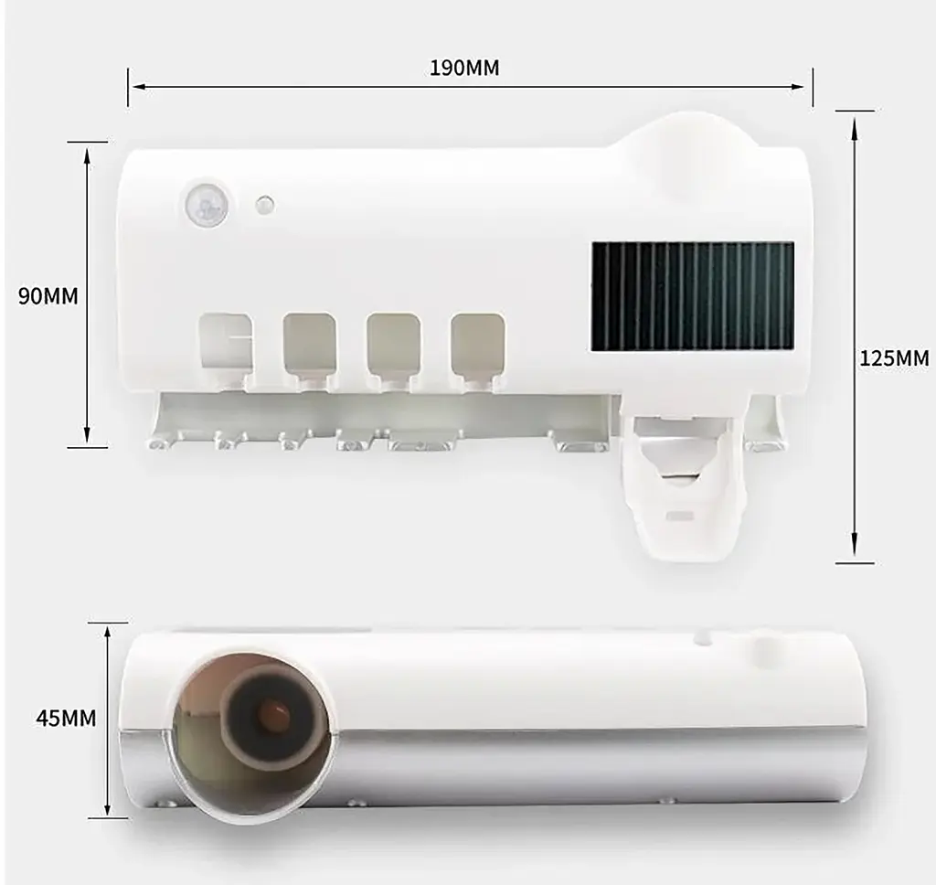 Стерилізатор тримач для зубних щіток на 4 секції з дозатором Multi-function Toothbrush Sterilizer UV, Yu Xin Білий 85810 - фото 6