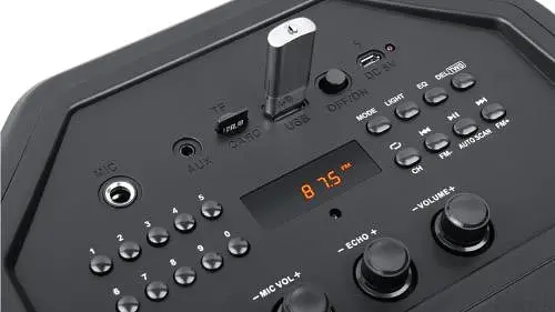 Колонка портативна 2.0 REAL-EL X-757 Black, 2 x 25 Вт, пластиковий корпус, Bluetooth, MicroSD / USB, FM-приймач, живлення від акумулятора, 8000мА * год, керування збоку - фото 10