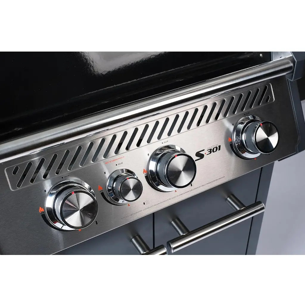 Газовый гриль Santos S-301 Black с боковой горелкой, черный (900235) - фото 9