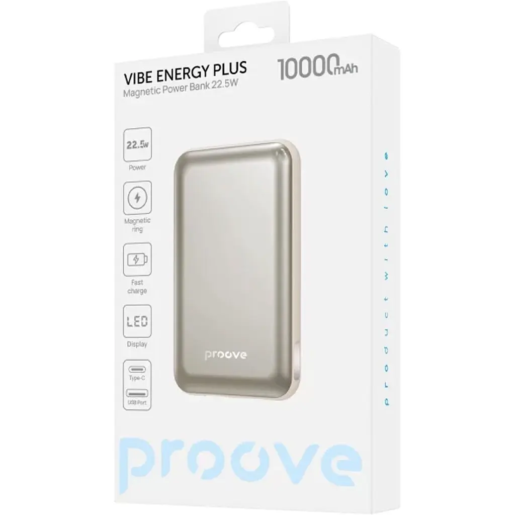 Зовнішній акумулятор Proove Vibe Energy Plus 10000mAh 22.5W Gold (PBVE15012213) [161710] - фото 5
