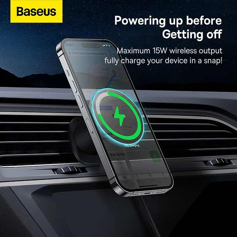 Автотримач для телефона з БЗП Baseus CW01 Magnetic Wireless Charging Car Mount Air Vent Version 15W Cluster Black (C40141001111-00) - фото 6